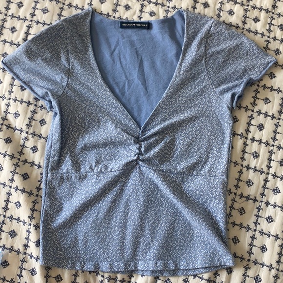 Brandy Melville Tops Blue Flowered Brandy Melville Gina Top Poshmark